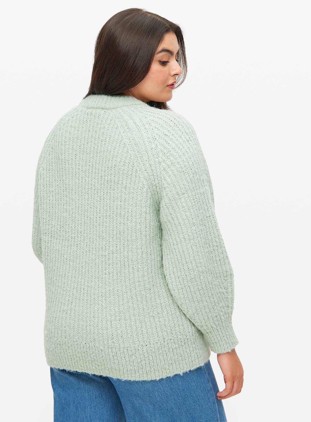 Green Knitted Raglan Crew Neck Jumper L - Image 4